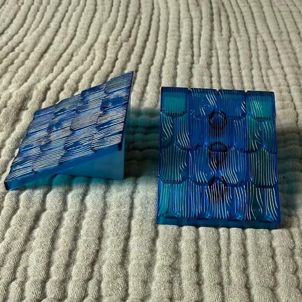 2 Duplo Lego Blue Shingled Roof Slope Bricks Pieces Transparent Top Bob Builder